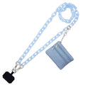 Long Keeper Phone Crossbody Chain Acrylic Phone Lanyards with Zipper Wallet Women Cellphone Strap Wrist Bracelet Purse Strap - color: Light Blue Silver