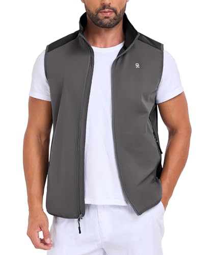 Little Donkey Andy Men's Softshell Vest Lightweight Windproof Waterproof - color: Basic Gray Black, size: XX-Large