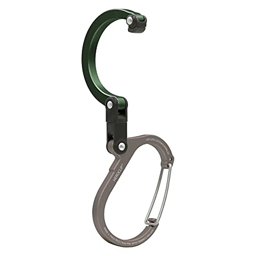 GEAR AID HEROCLIP Small Carabiner Gear Clip with 360° Swivel Hook - color: Forest Green, size: 1 Carabiner
