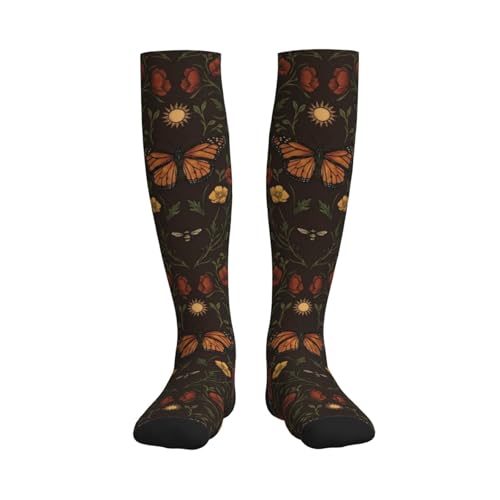 Witchy Moth Compression Socks For Women Men - color: Butterfly Floral