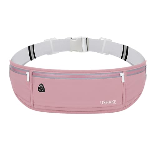 USHAKE Slim Running Belt, Bounce Free Fanny Pack Phone Holder - color: Red