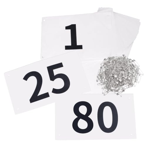 TRIWONDER Race Bibs Running Numbers with Safety Pins, Tyvek 4"x7" Large Numbers 1-500 for Marathon Runners Events Sports Games - color: Black&White [4"x7"] 1-80