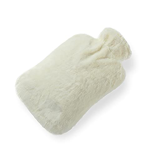 BICAREE Hot Water Bottle with Cover, 2L PVC Hot Water Bag for Neck, Shoulder Pain and Hand Feet Warmer, Menstrual Cramps, Hot Compress and Cold Therapy(Lily White) - style: White