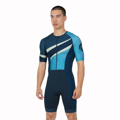 SLS3 Triathlon Suits Mens - Elite Aero Sleeved Trisuit for Swim Bike Run - color: Cobalt, size: Small