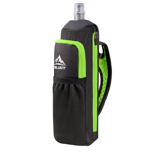 Zelvot Handheld Water Bottle Running with Phone Holder, 17 oz, Green - color: Green