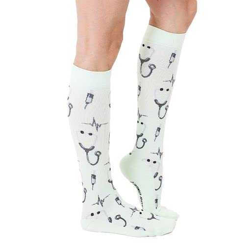 Living Royal Compression Socks - Graduated Compression 15-20mmHg, Padded Cushion Bottom Fun Socks, Moisture-Wicking - color: Pulse