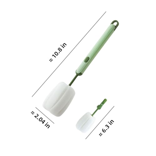 Bottle Brush Long Handle Cup Cleaner Brush Sponge Bottle Scrubber Detachable Handle Portable Sponge Cleaning Brush for Cups Wine Glasses Water Bottles Baby Bottles and Vacuum Flasks (Green) - color: Green