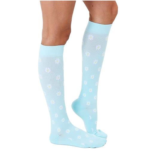 Living Royal Compression Socks - Graduated Compression 15-20mmHg, Padded Cushion Bottom Fun Socks, Moisture-Wicking - color: Daisy