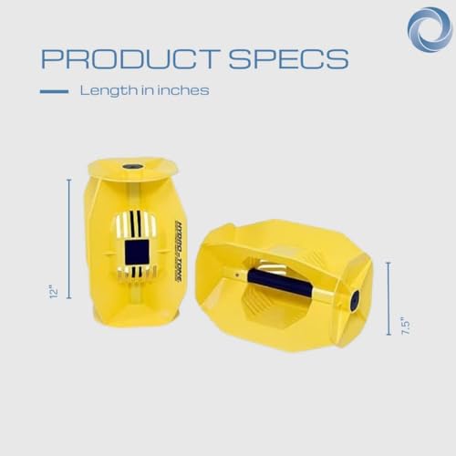 Aquastrength Hydro-Tone Total Body Pool Exercise System, Isokinetic Functional Water Weights, Bells 12" x 7.5", Fins 6.5" x 2.5", Quick Start Guide Included - color: Yellow