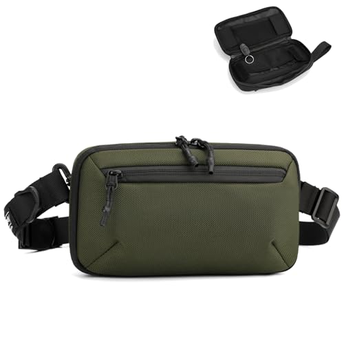 Crossbody Fanny Pack - 1.5L Small Sling Bag Water Resistant Handled Pouch with Adjustable Strap & D Ring for Travel Running Hiking EDC,Green - color: Green