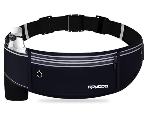 Slim Running Belt with Water Bottle Holder for Women Men, Black - color: 06-Jet Black