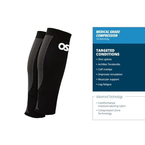 OS1st Calf Compression Sleeves for Men & Women relieves shin splints, leg fatigue and reduces recovery time - color: Grey, size: Large