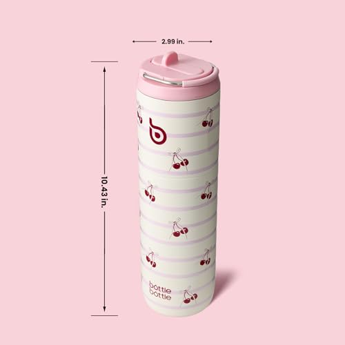 BOTTLE BOTTLE Insulated Water Bottle 24oz with Straw Lid and Handle Sports - color: Happy Cherry