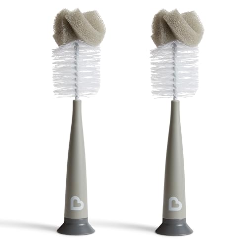 Munchkin® Sponge™ Baby Bottle Brush Set with Nipple Brush, 2 Pack - style: Modern Bottle Brush, Grey
