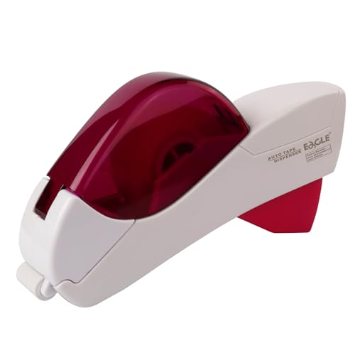 Eagle Automatic Tape Dispenser, Handheld & Portable Design, Office Tape Gun, One-Handed Operation with Safety Blade for Office, Home, DIY or Packaging (Includes 2 Free Tapes) (White) - color: White