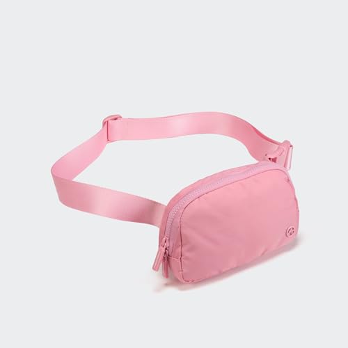 Pander Nylon Fanny Pack for Women, Two-Way Zipper Crossbody Bag - color: Light Pink