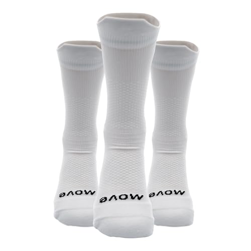 Move Compression Socks 25-35mmHg for Basketball & Running, Crew Socks - color: White 3-Pack, size: Large
