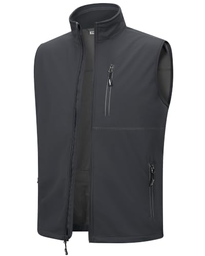 Outdoor Ventures Men's Running Golf Vest Outerwear Lightweight Windproof - color: Cool Grey, size: Large