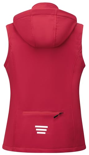 KVE Women's Windproof Waterproof Lightweight Softshell Vest - color: Red, size: Small