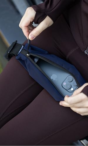 Fitgriff® Running Belt V2 for Men & Women - Slim Fanny Pack, Phone Holder for Jogging, (Fits All Cell Phones) - Money Belt, Runners Waist Pouch (Dark Blue, Adjustable (Waist 24.4 – 43.3 inches)) - color: Dark Blue