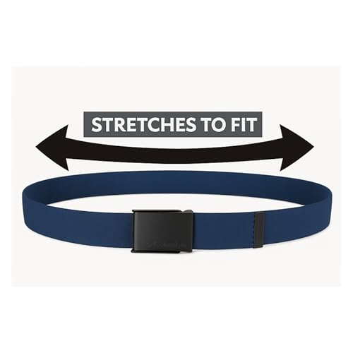 Columbia Men's Military Plaque Buckle Fabric Belt- One Size 42" Length - Everyday and Outdoor Wear - color: Navy Stretch Strap