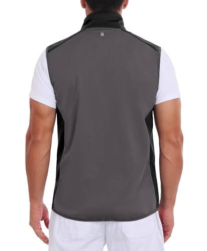 Little Donkey Andy Men's Softshell Vest Lightweight Windproof Waterproof - color: Basic Gray Black, size: Large