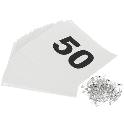 PATIKIL Tearproof Running Bib Numbers, Waterproof Race Competitor Numbers with Safety Pin - size: 7x6 Inch, style: 1-50