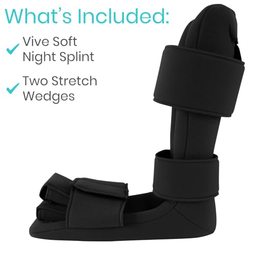 Vive Plantar Fasciitis Night Splint Plus Trigger Point Stretch Wedges - color: Black, size: Small