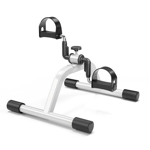 RYGEO Pedal Exerciser Mini Exercise Bike for Leg and Arm Recovery Exercise Lightweight and Portable Floor Bike - color: White
