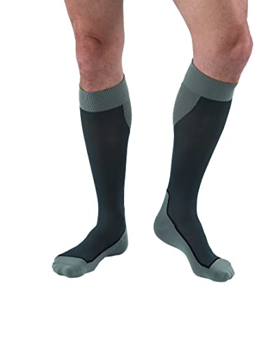 JOBST 7528911 Sport Knee High 15-20 mmHg Compression Socks, Black/Grey, Medium - color: Black/Grey, size: Medium