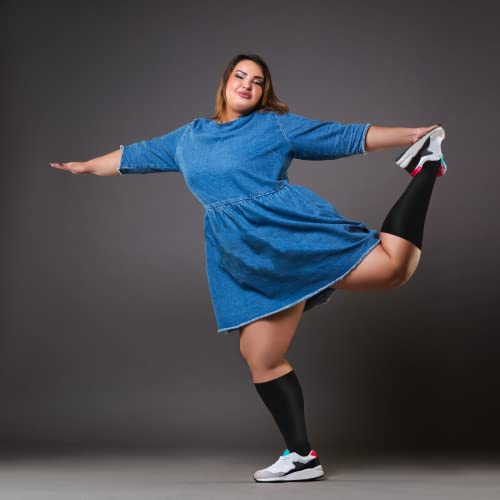 3 Pairs Plus Size Wide Calf 20-30 mmHg Knee High Compression Socks - color: 09-black/Gray/Navy, size: XX-Large