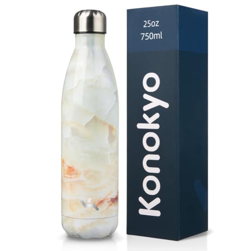 Konokyo 25 oz Insulated Stainless Steel Water Bottle, Marble Jade - color: Marble-Jade, size: 25 Ounces