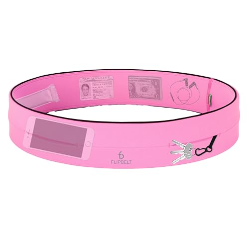 FlipBelt Classic Running Belt, Phone Holder for Running, Money Belt Pouch - color: Girly Pop Pink, size: Small
