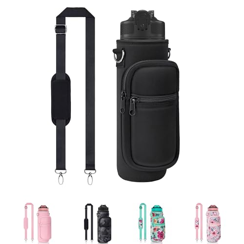 Water Bottle Holder with Strap, Insulated Crossbody Carrier Bag, Black - color: Black 02, size: 32oz Long