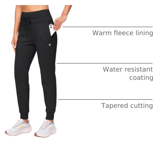 G Gradual Women's Fleece Lined Joggers Water Resistant Hiking Pants - color: Black, size: Large