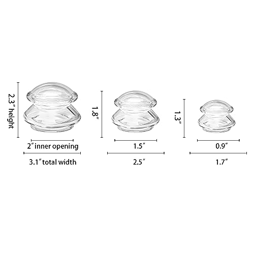 ICUPPING Clear Silicone Cupping Therapy Set, 7 Body Massage Cups (7 Cups) - size: 2 Large + 2 Medium + 3 Small (7 pieces)