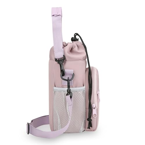 Water Bottle Holder with Removable Handle Strap 32 40oz Crossbody Insulated Water Bottle Carrier Sling Bag with Adjustable Strap and Phone Purse 5 Pockets for Walking Hiking Gym Travel - color: Violet