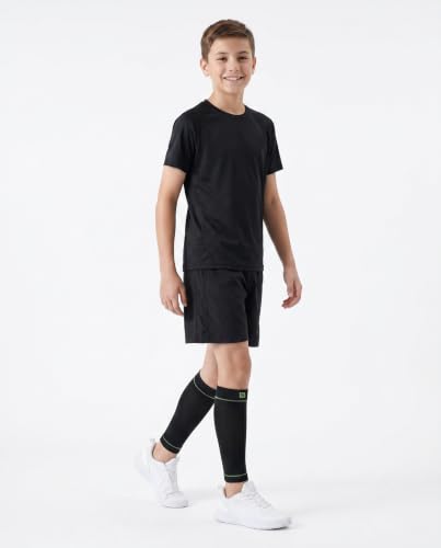 Calf Compression Sleeves Kids & Teens Shin Support Circulation 1 Pair - color: Black, size: Large