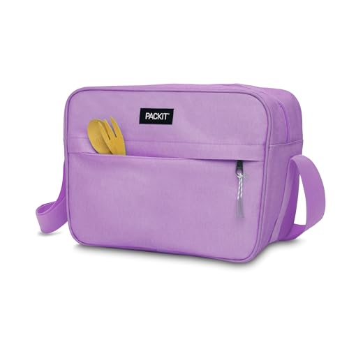 PackIt Freezable Zuma Can Cooler, Built with EcoFreeze Technology, Collapsible, Reusable, Zip Closure with Adjustable Shoulder Strap, Fits 15, 12 Oz Cans - color: Lavender