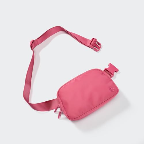 Pander Nylon Fanny Pack for Women, Two-Way Zipper Crossbody Bag - color: Hot Pink