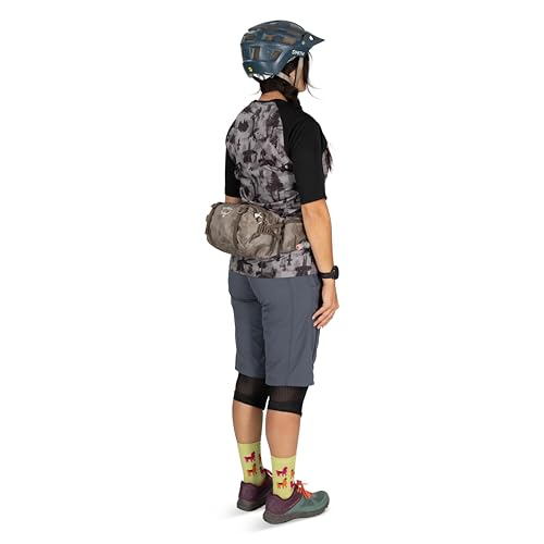Osprey Seral Biking Waist Pack with Hydraulics Reservoir for Men & Women, Hydration Belt with Water Bladder - color: Pediment Grey Dust Print, style: 7l