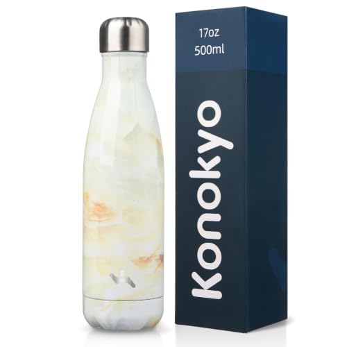 Konokyo 17 oz Insulated Stainless Steel Water Bottle, Marble Jade - color: Marble-Jade, size: 17 Ounces