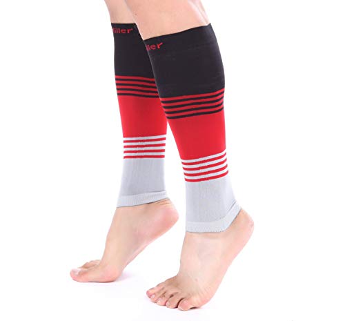Doc Miller Calf Compression Sleeve for Men & Women – 20–30 mmHg Graduated Compression, Footless Compression Socks Alternative for Running, Shin Splints, Swelling, Varicose Veins –Calf Support, 1 Pair