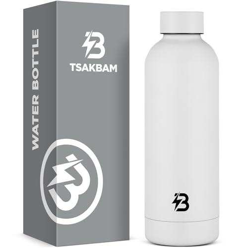 Stainless Steel Insulated Water Bottle no straw for Travel, Gym, 15 oz, White - color: White, size: 15 Ounces