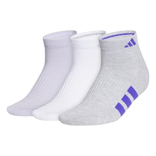 adidas Women's Cushioned Socks 3 Pairs - color: Frozen Purple/Clear Onix Grey/Solar Purple/4.0/Low Cut, size: Medium, style: Low Cut