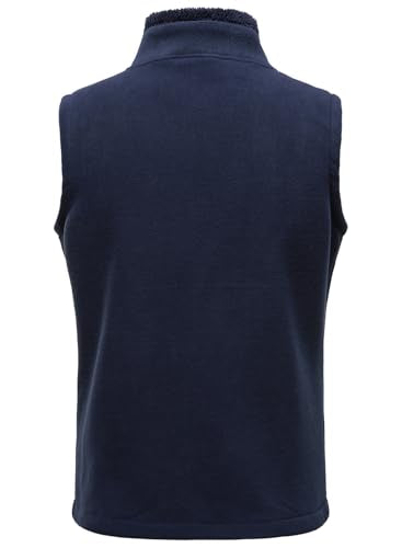 HOOD CREW Mens Fleece Vest with Zipper Pockets - color: Navyblue, size: Medium