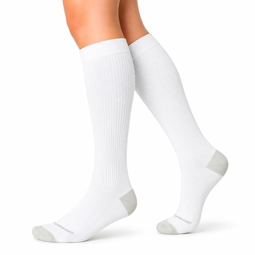 CopperJoint Compression Socks for Women & Men, White, Large, 1 Pair - color: White, size: Large