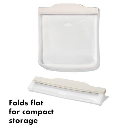 OXO Good Grips Silicone Reusable Bag - Sandwich Bag (28 oz), Oat - color: Oat, size: Sandwich (28 oz)