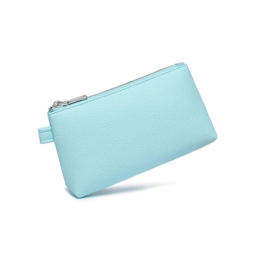 Small Makeup Bag for Purse, Leather Cosmetic (Clear Water Blue) - color: Clear Water Blue