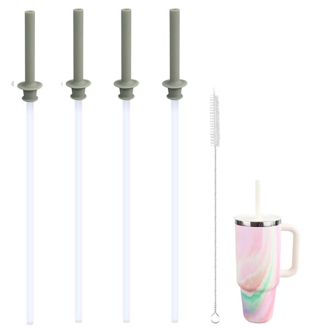 Replacement Straws and Bite Valve for Hydro Flask Around Travel Tumbler 40oz 32oz 28oz 20oz,with 1 Brush (light green) - color: Light Green